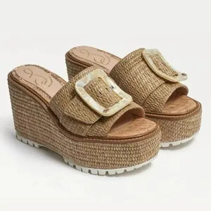 Sam Edelman Women's Livi Buckle Platform Sandal Raffia Size 10 (MSRP $150)