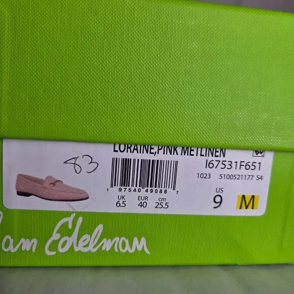 Sam Edelman Women's Loraine Pink Metlinen Flats Multiple Sizes
