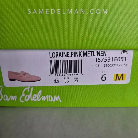 Sam Edelman Women's Loraine Pink Metlinen Flats Multiple Sizes