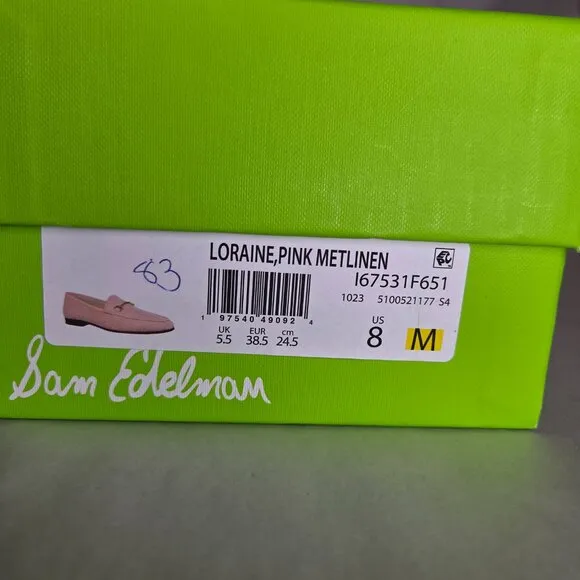 Sam Edelman Women's Loraine Pink Metlinen Flats Multiple Sizes