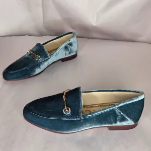 Sam Edelman Women's Loraine Teal Velvet Flats Size 5.5