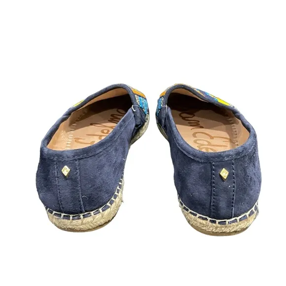 Sam Edelman Womens Navy blue suede beaded Maris espadrille flats size 8