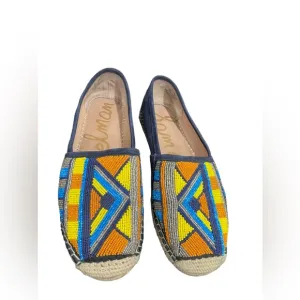 Sam Edelman Womens Navy blue suede beaded Maris espadrille flats size 8