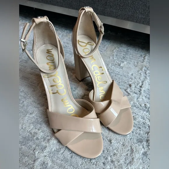 SAM EDELMAN Yancy Ankle Strap Sandals Taupe Size 9.5
