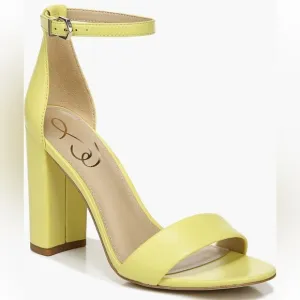 Sam Edelman Yaro Heeled Ankle Strap Sandals in Butter Yellow New in Box
