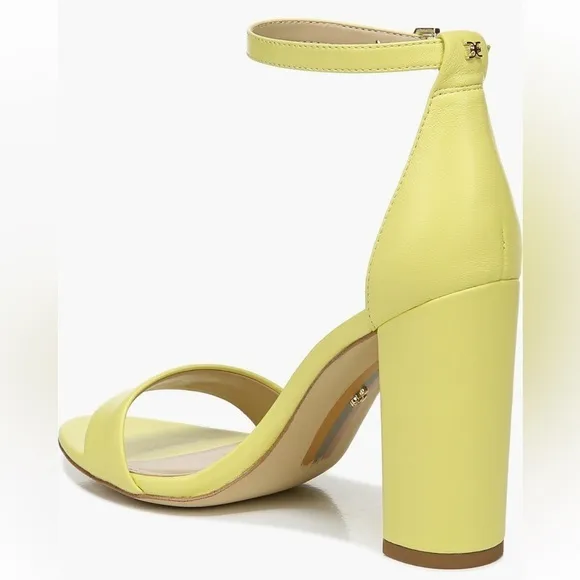 Sam Edelman Yaro Heeled Ankle Strap Sandals in Butter Yellow New in Box