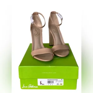 Sam Edelman Yaro Nude Blush Beige Leather Ankle Strap High Heel Sandals Sz 8.5