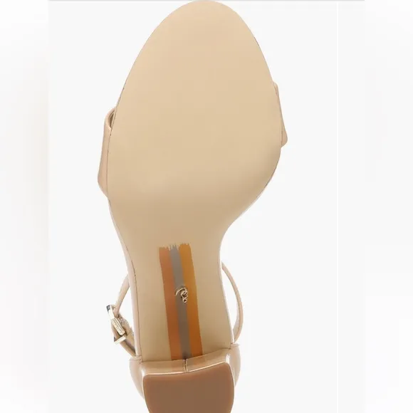 Sam Edelman Yaro Nude Blush Beige Leather Ankle Strap High Heel Sandals Sz 8.5