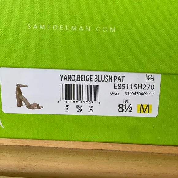 Sam Edelman Yaro Nude Blush Beige Leather Ankle Strap High Heel Sandals Sz 8.5