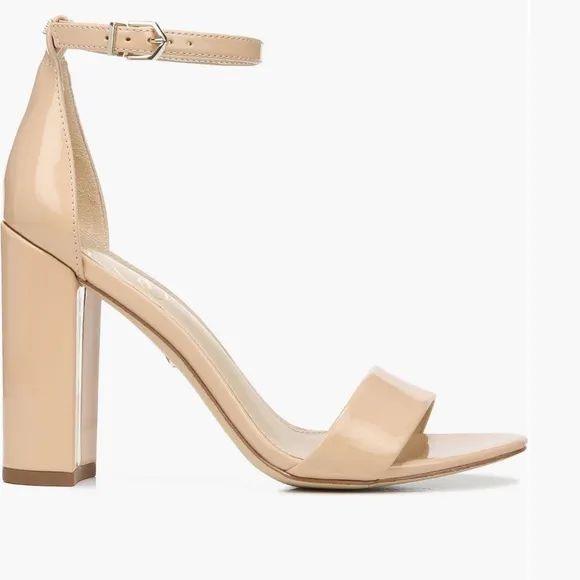 Sam Edelman Yaro Nude Blush Beige Leather Ankle Strap High Heel Sandals Sz 8.5
