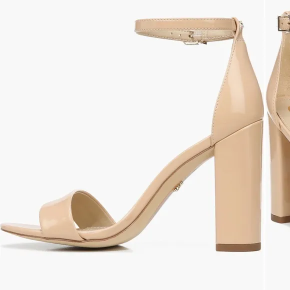Sam Edelman Yaro Nude Blush Beige Leather Ankle Strap High Heel Sandals Sz 8.5