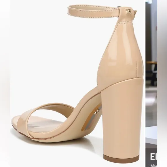 Sam Edelman Yaro Nude Blush Beige Leather Ankle Strap High Heel Sandals Sz 8.5