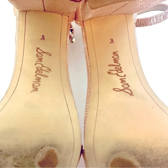 Sam Edelman Yaro Pink Gold Metallic Chunky Heel Sandals Size 8