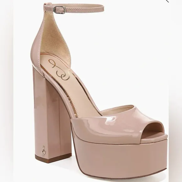 Sam EdelmanKori Sunrise Pink Faux Patent Leather Platform Sandals Sz 9