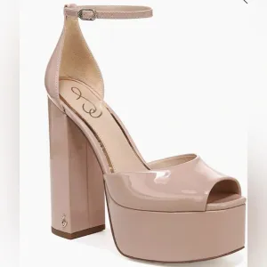Sam EdelmanKori Sunrise Pink Faux Patent Leather Platform Sandals Sz 9