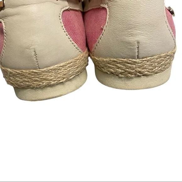 SAM EDELMAN Sebastian Canvas Boat Shoes Pink Orange White 7.5