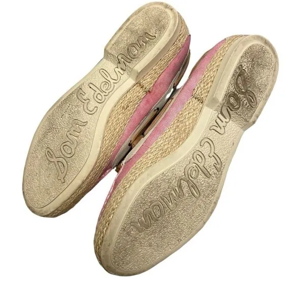 SAM EDELMAN Sebastian Canvas Boat Shoes Pink Orange White 7.5