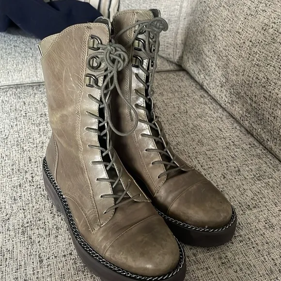 Sam Edleman Linley Olive Green Combat Boots Size 7.5