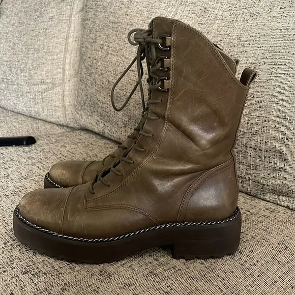 Sam Edleman Linley Olive Green Combat Boots Size 7.5