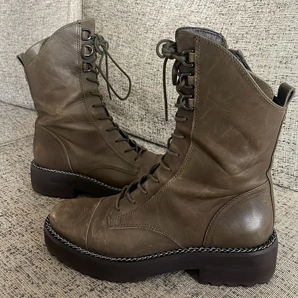 Sam Edleman Linley Olive Green Combat Boots Size 7.5