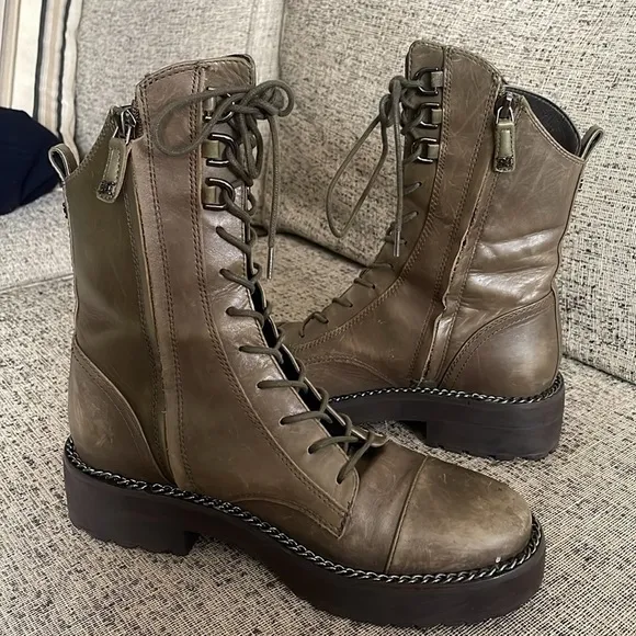 Sam Edleman Linley Olive Green Combat Boots Size 7.5