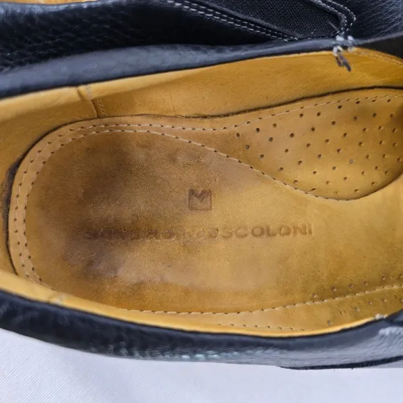 Sandro Moscoloni Leather Slip On Loafers Dress Shoes Comfort Black Men 9.5 D