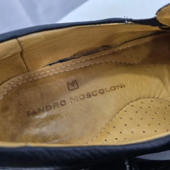 Sandro Moscoloni Leather Slip On Loafers Dress Shoes Comfort Black Men 9.5 D