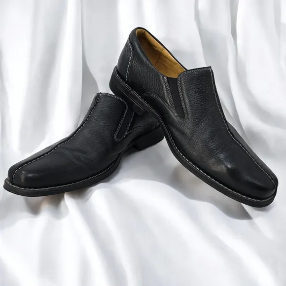 Sandro Moscoloni Leather Slip On Loafers Dress Shoes Comfort Black Men 9.5 D