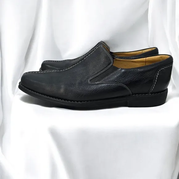 Sandro Moscoloni Leather Slip On Loafers Dress Shoes Comfort Black Men 9.5 D