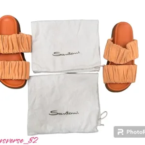 Santoni Slides w/ Dust Bags- Orange - 6.5
