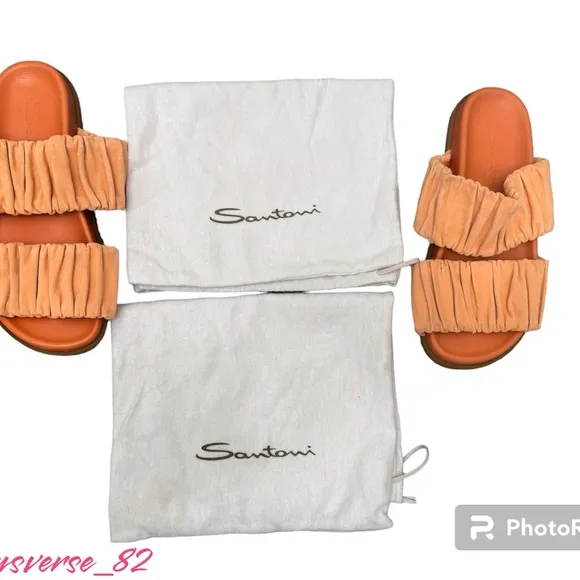 Santoni Slides w/ Dust Bags- Orange - 6.5
