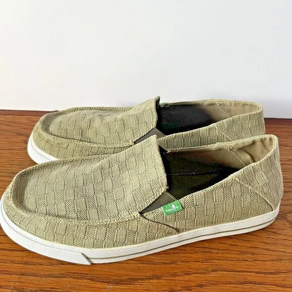 Sanuk Baseline Checked Out Loafers Tan Slip-on Sidewalk Surfers Comfort 12