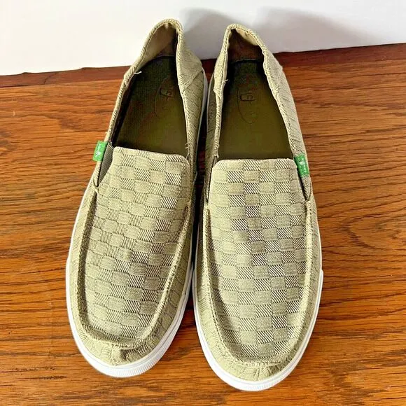 Sanuk Baseline Checked Out Loafers Tan Slip-on Sidewalk Surfers Comfort 12