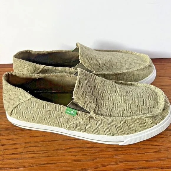 Sanuk Baseline Checked Out Loafers Tan Slip-on Sidewalk Surfers Comfort 12