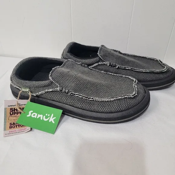 Sanuk Chiba Loafers For Men Slip On Sidewalk Surfers Gray Mens Size 8