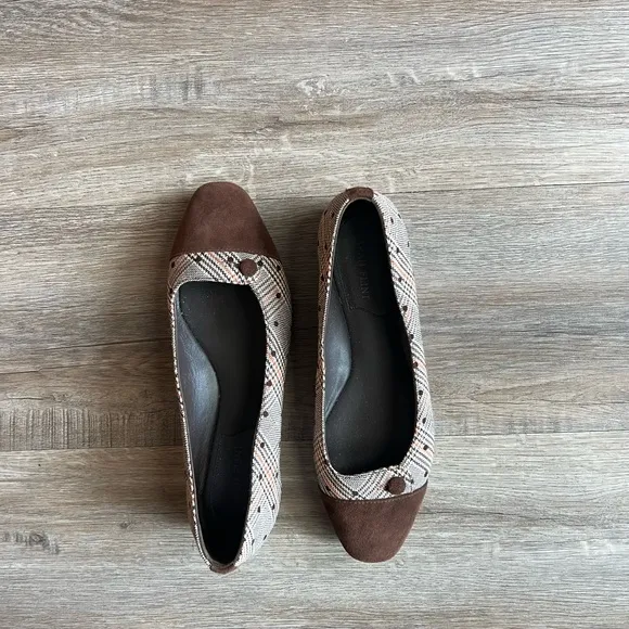 Sarah Flint Sacchetto Brown Suede Espresso Plaid Ballet Flats