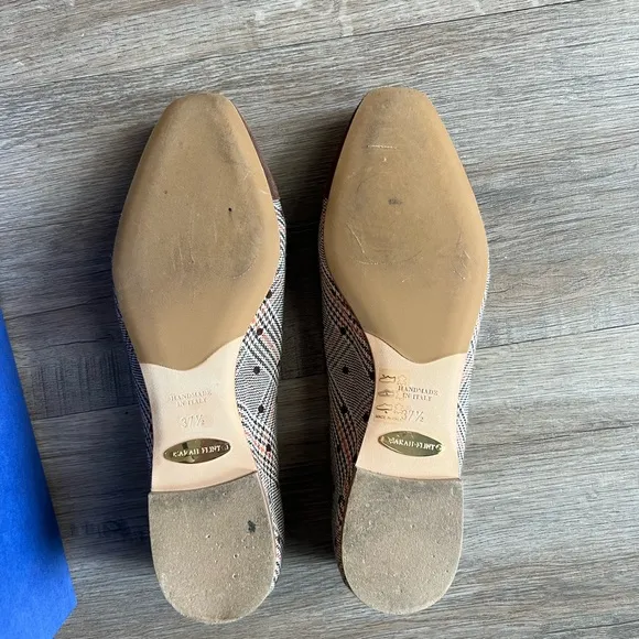 Sarah Flint Sacchetto Brown Suede Espresso Plaid Ballet Flats