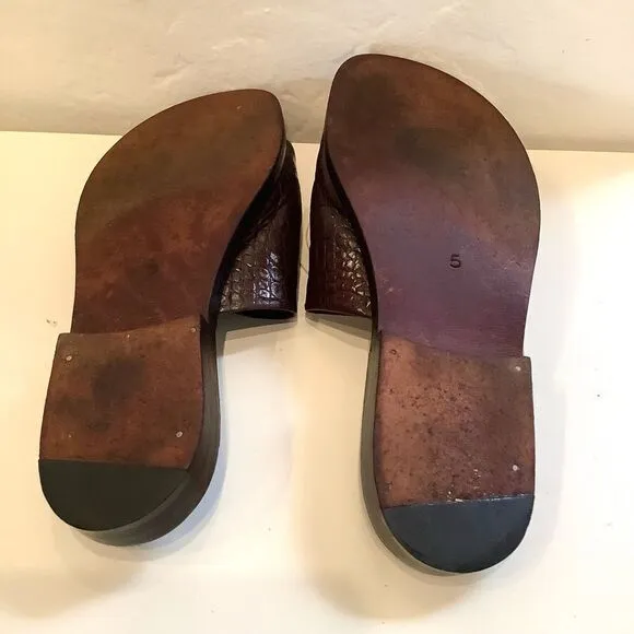 Sartore Paris Sandals Brown Croc embossed