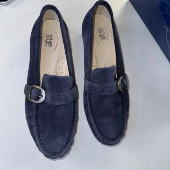 SAS Lara Navy Suede Loafers 7.5 - New In Box