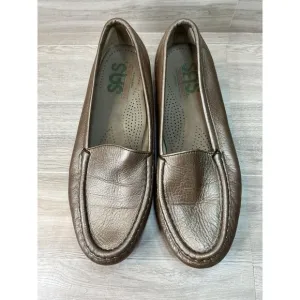 SAS Simplify Slip On Metallic  Gold Leather Tripad Comfort Loafers size 7 M