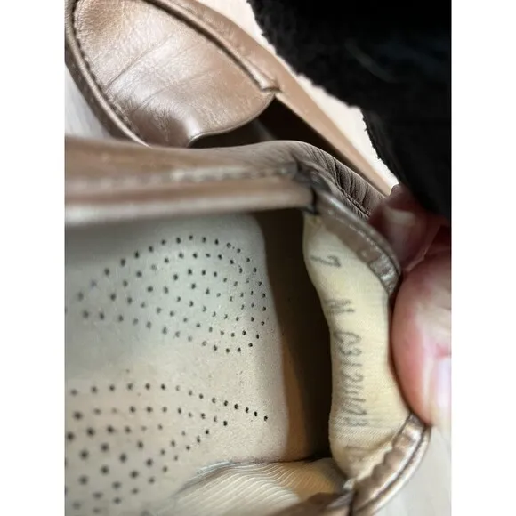 SAS Simplify Slip On Metallic  Gold Leather Tripad Comfort Loafers size 7 M