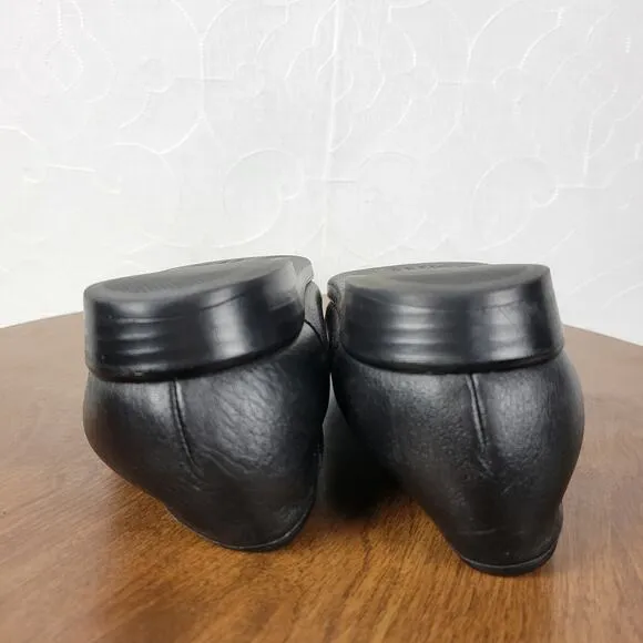 SAS Simplify Womens Shoes 9.5 Wide Black Leather Slip On Comfort Flat Loafer