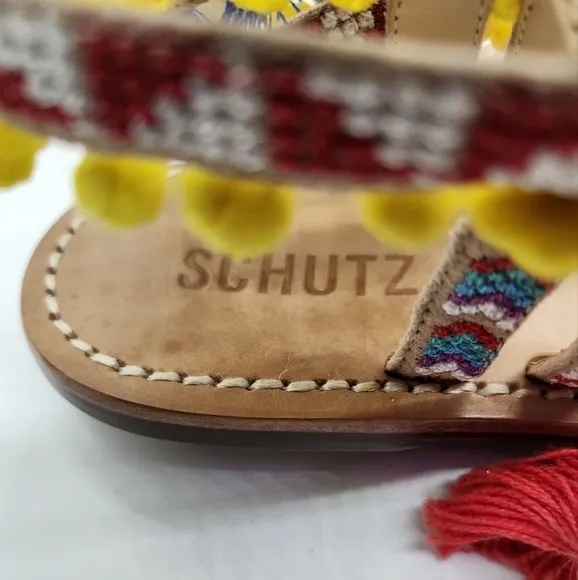 Schutz Anika NWOT leather gladiator embroidered sandal sz 7B