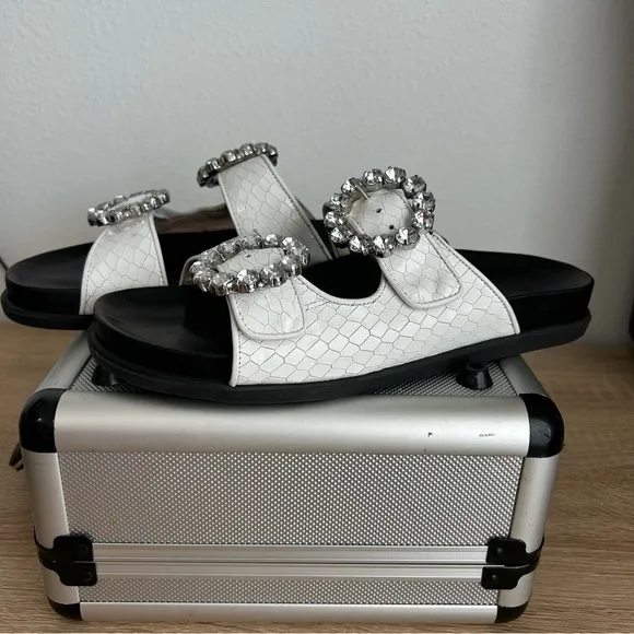 SCHUTZ‎ Arial Sandals w/Rhinestone Buckles Size 9.5