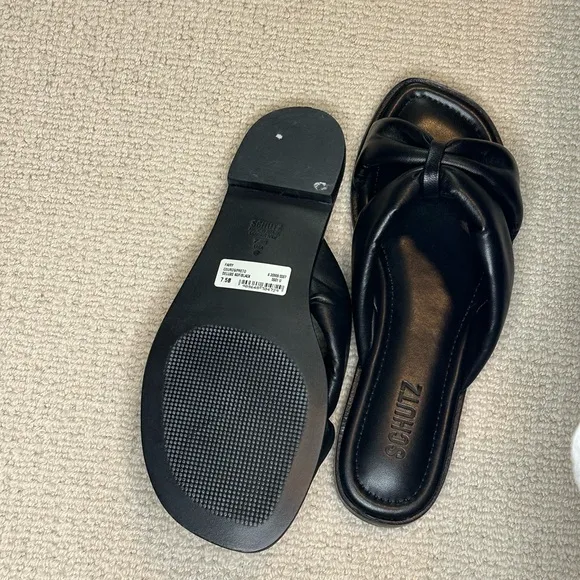 Schutz Black Bow Slide Sandals Women’s Size 7.5 Never Worn