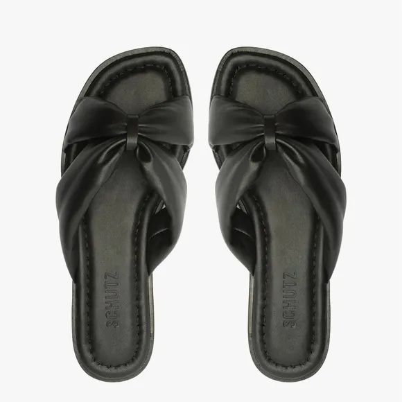 Schutz Black Bow Slide Sandals Women’s Size 7.5 Never Worn