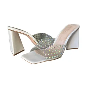 SCHUTZ Lizah Crystal Clear Vinyl Triangle Heel Sandals Statement Glam Size 11