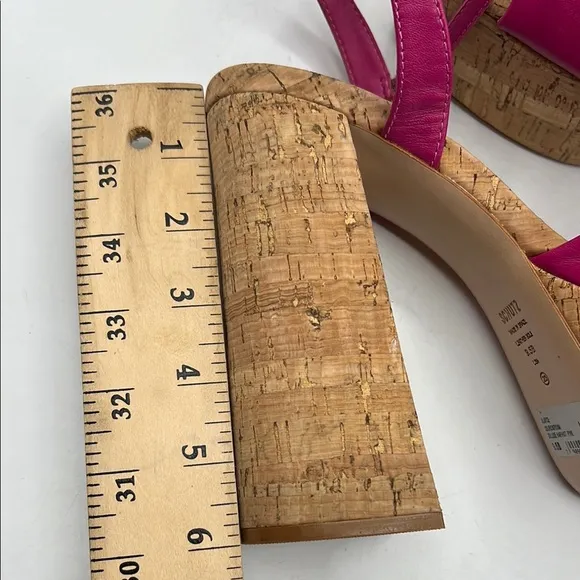 SCHUTZ Sz 9 1/2 GLAYCE NAPPA LEATHER SANDAL Pink Tan Platform Chunky Heel NEW