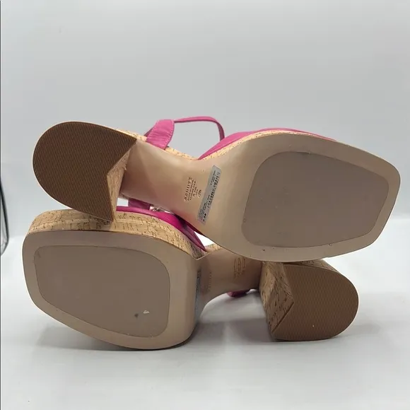 SCHUTZ Sz 9 1/2 GLAYCE NAPPA LEATHER SANDAL Pink Tan Platform Chunky Heel NEW