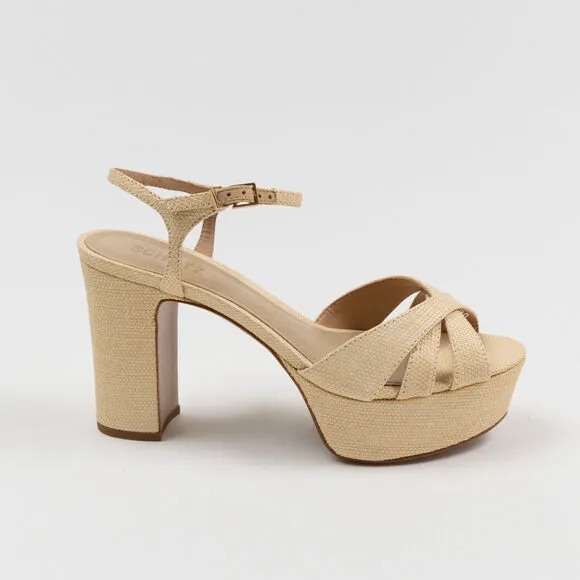 Schutz Women Strappy Slingback Sandals Natural Light Wood Size 8.5